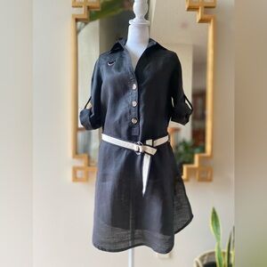 ZARA ramie tunic with roll tab sleeves